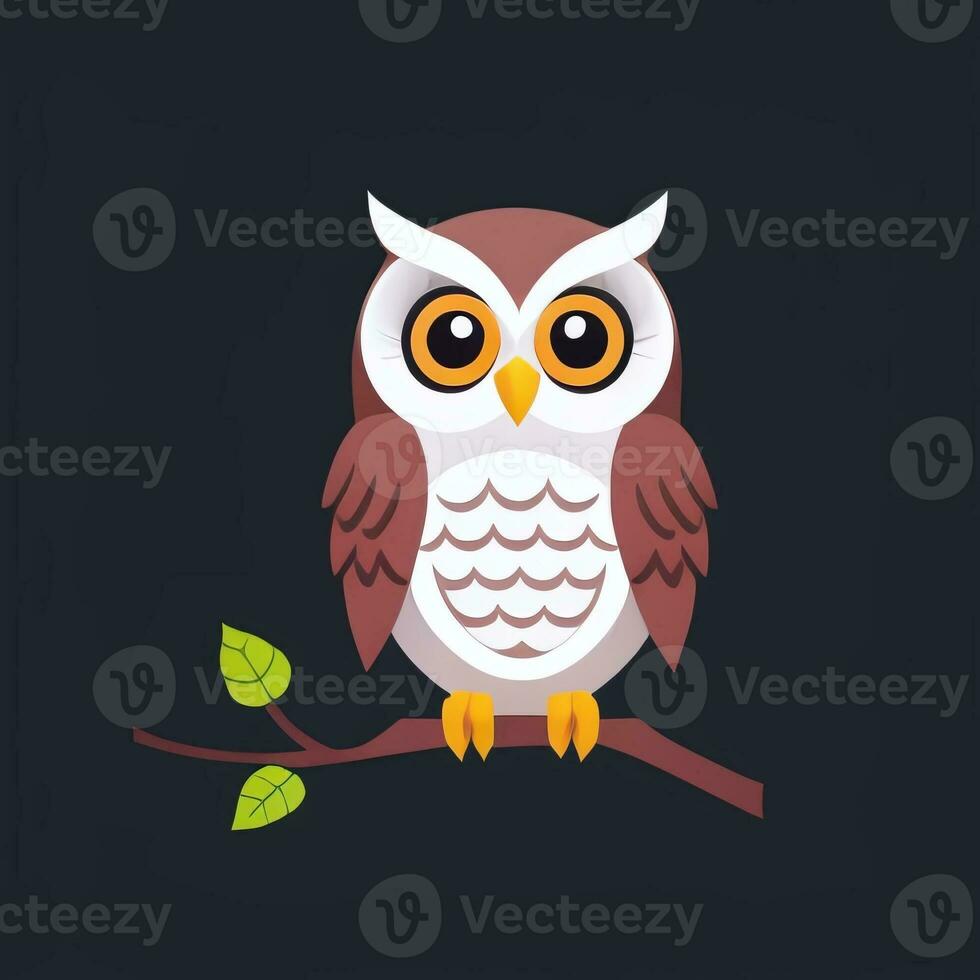 AI generated Cute Owl Avatar Icon Clip Art Sticker Decoration Simple Background photo