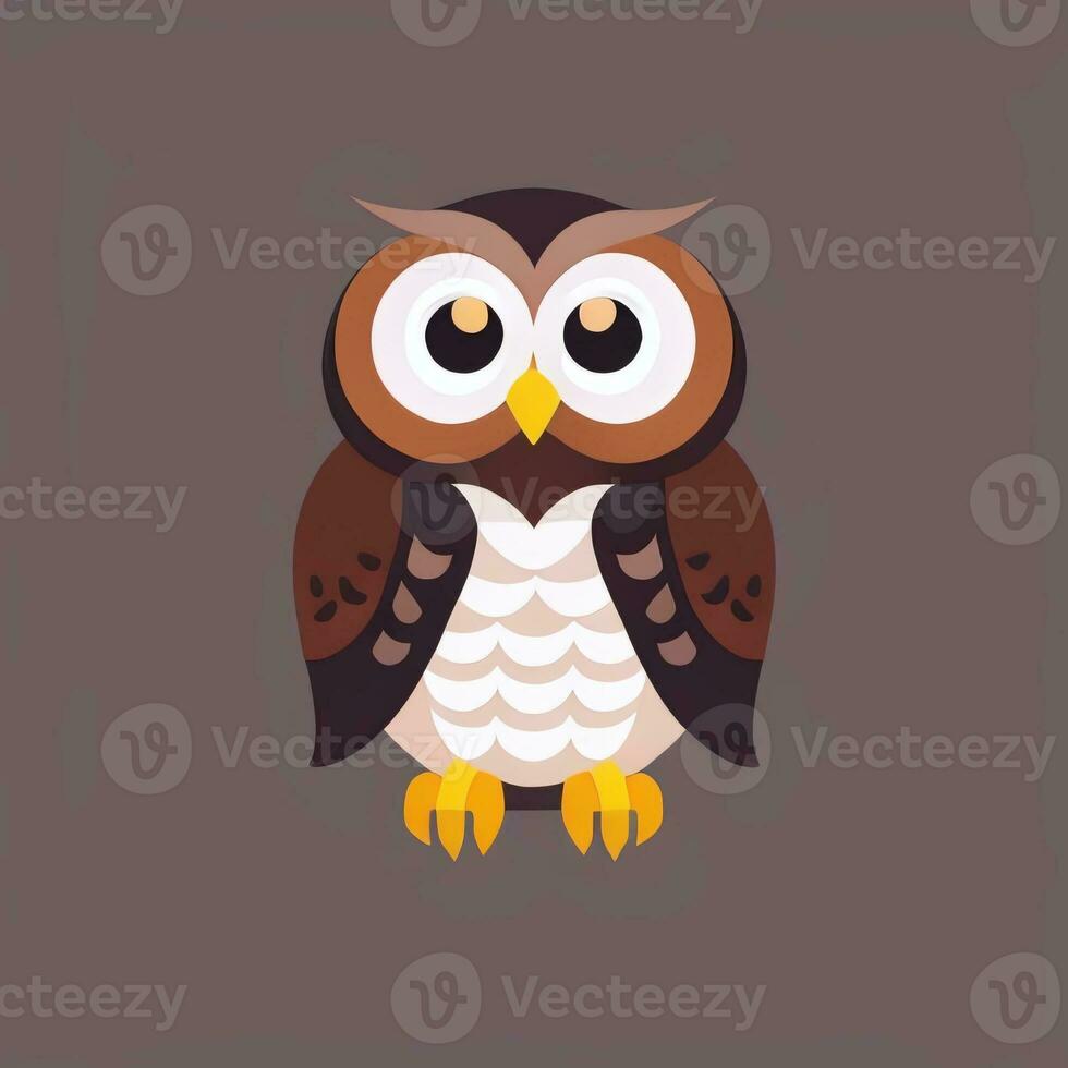 AI generated Cute Owl Avatar Icon Clip Art Sticker Decoration Simple Background photo