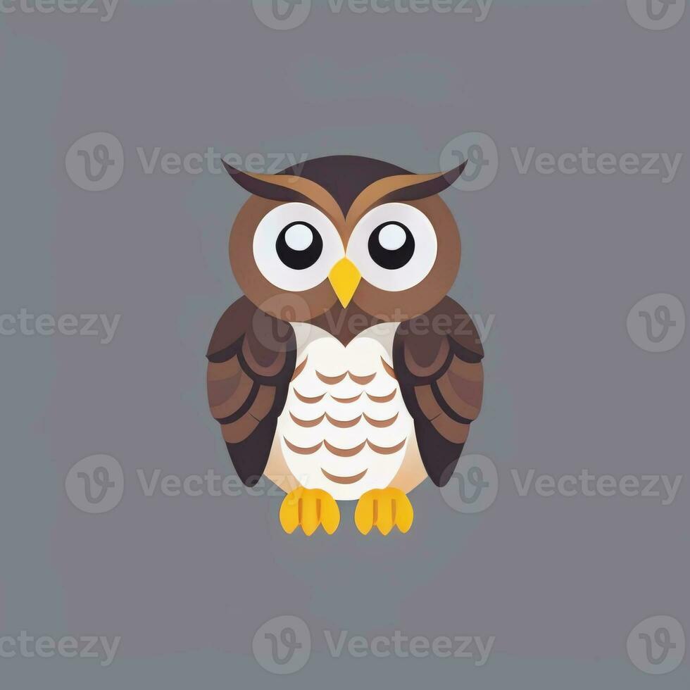 AI generated Cute Owl Avatar Icon Clip Art Sticker Decoration Simple Background photo