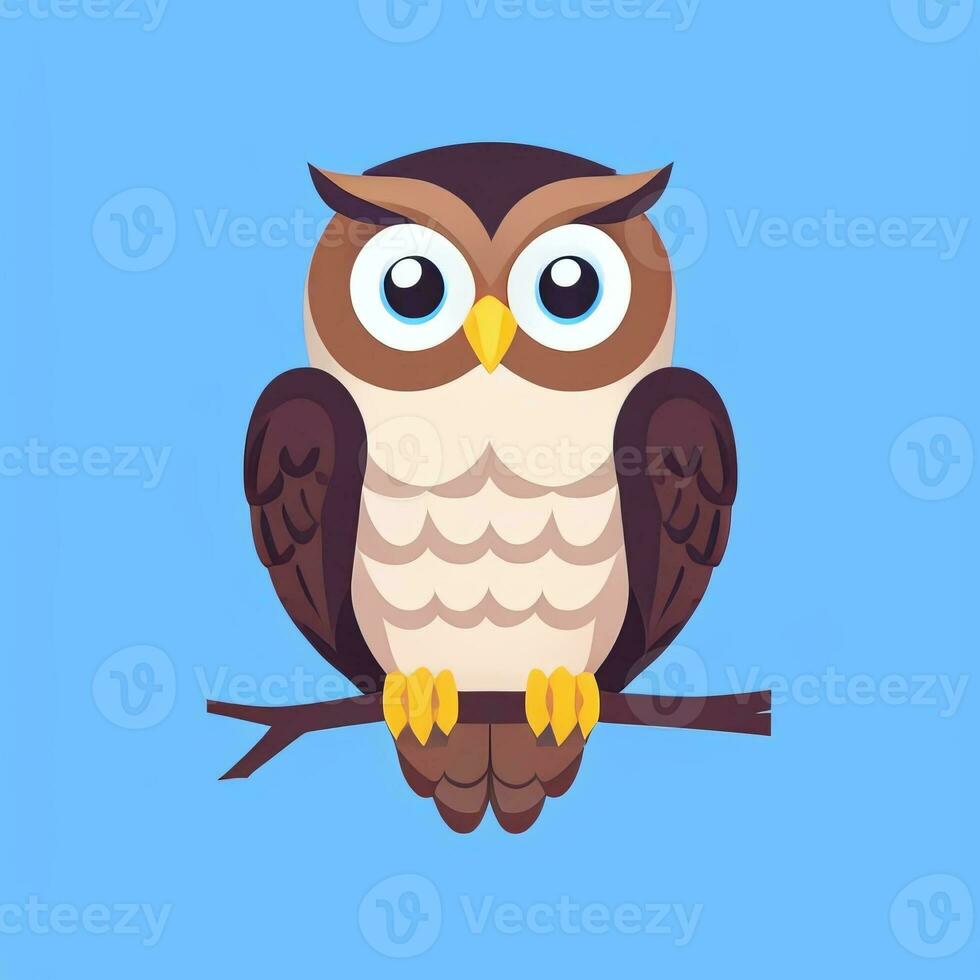 AI generated Cute Owl Avatar Icon Clip Art Sticker Decoration Simple Background photo
