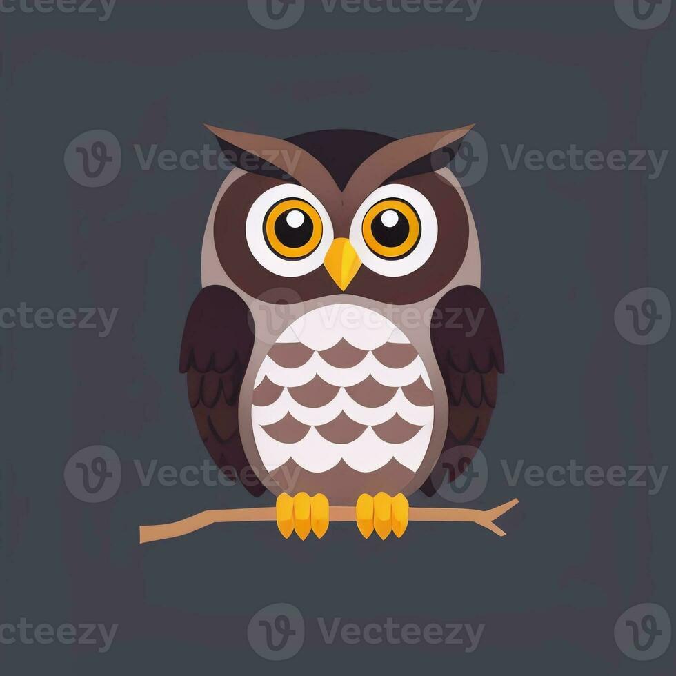 AI generated Cute Owl Avatar Icon Clip Art Sticker Decoration Simple Background photo