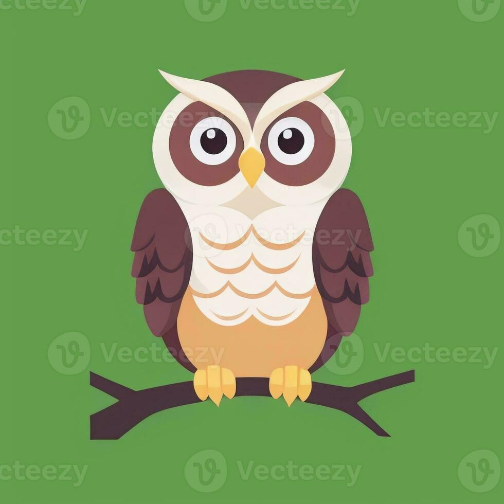 AI generated Cute Owl Avatar Icon Clip Art Sticker Decoration Simple Background photo