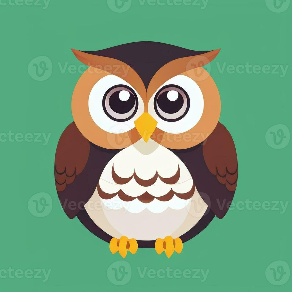 AI generated Cute Owl Avatar Icon Clip Art Sticker Decoration Simple Background photo