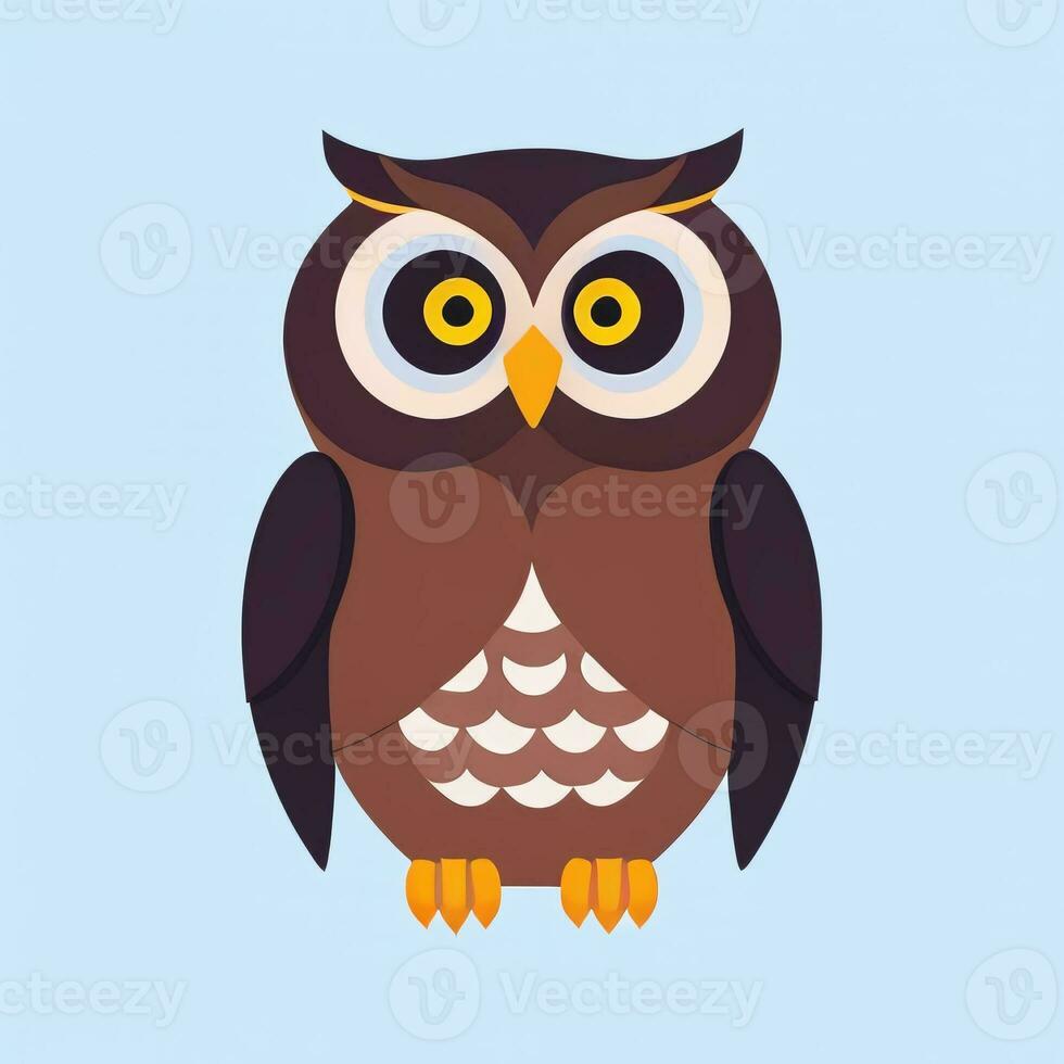 AI generated Cute Owl Avatar Icon Clip Art Sticker Decoration Simple Background photo