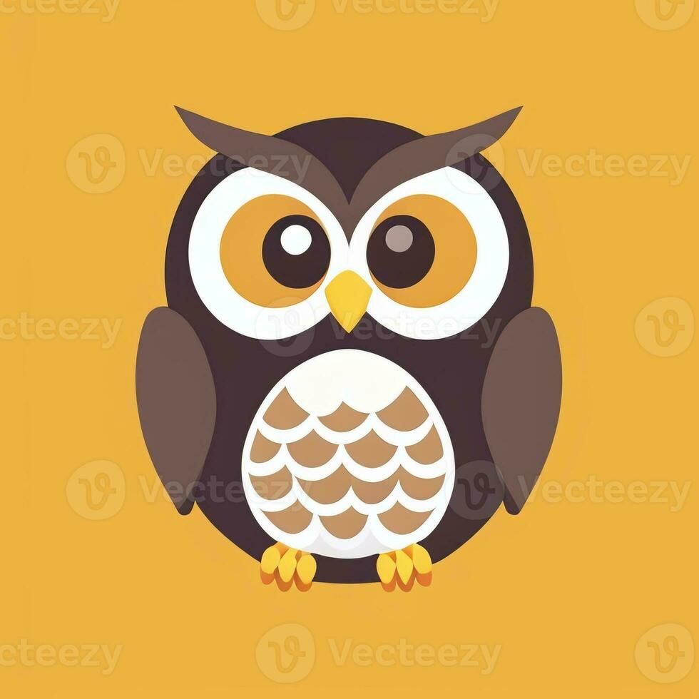 AI generated Cute Owl Avatar Icon Clip Art Sticker Decoration Simple Background photo