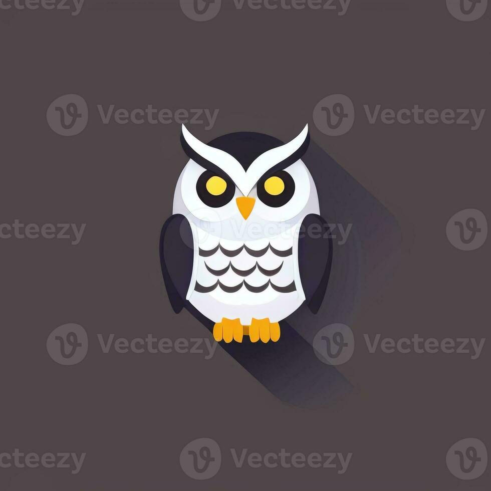 AI generated Cute Owl Avatar Icon Clip Art Sticker Decoration Simple Background photo