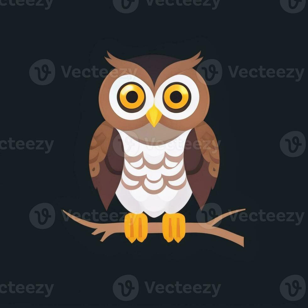 AI generated Cute Owl Avatar Icon Clip Art Sticker Decoration Simple Background photo