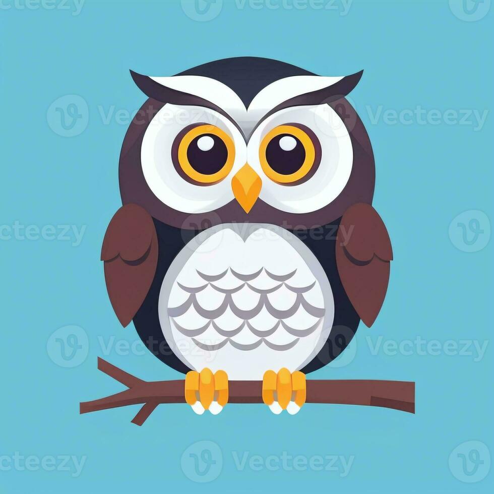 AI generated Cute Owl Avatar Icon Clip Art Sticker Decoration Simple Background photo