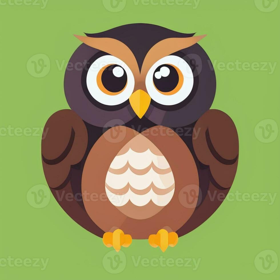 AI generated Cute Owl Avatar Icon Clip Art Sticker Decoration Simple Background photo