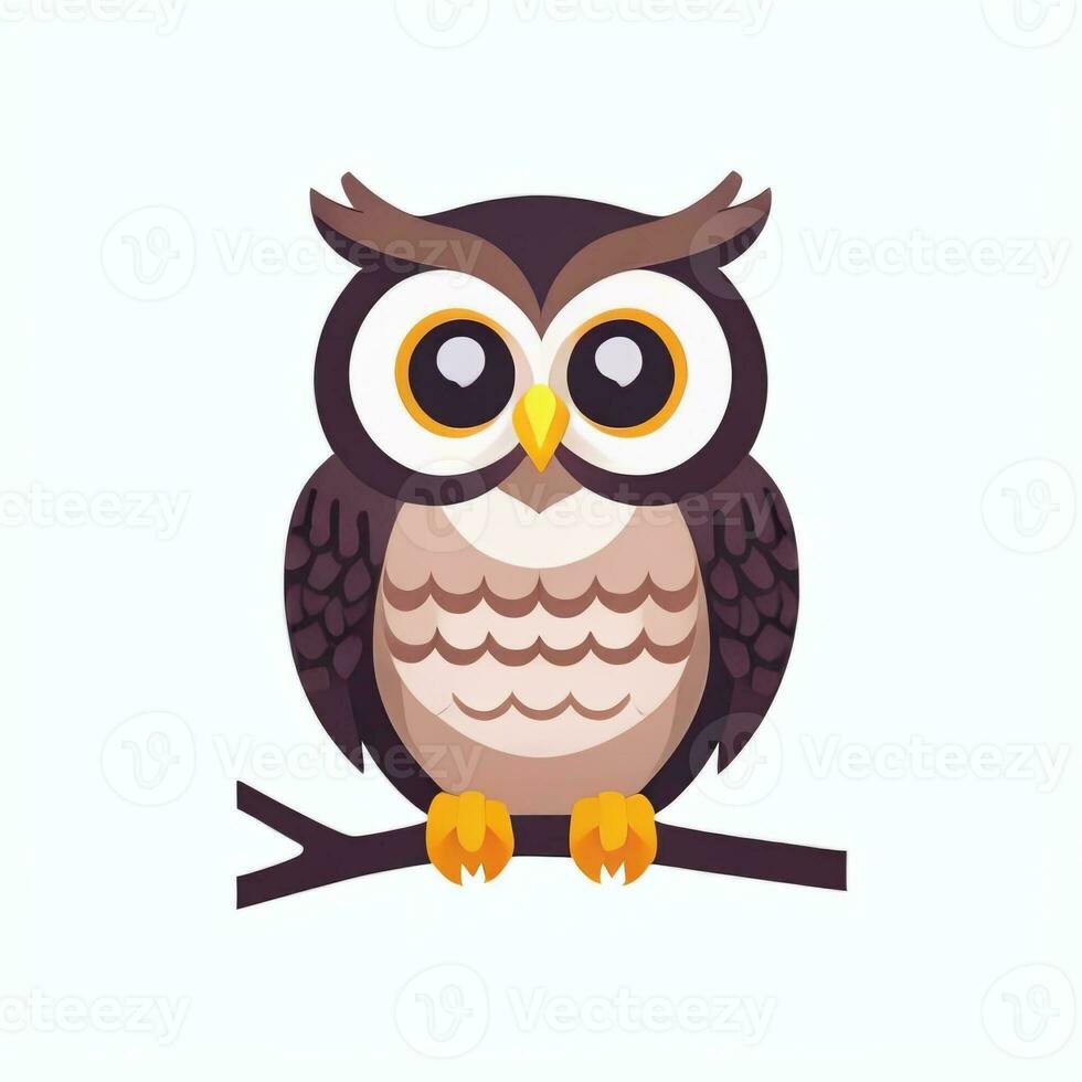 AI generated Cute Owl Avatar Icon Clip Art Sticker Decoration Simple Background photo