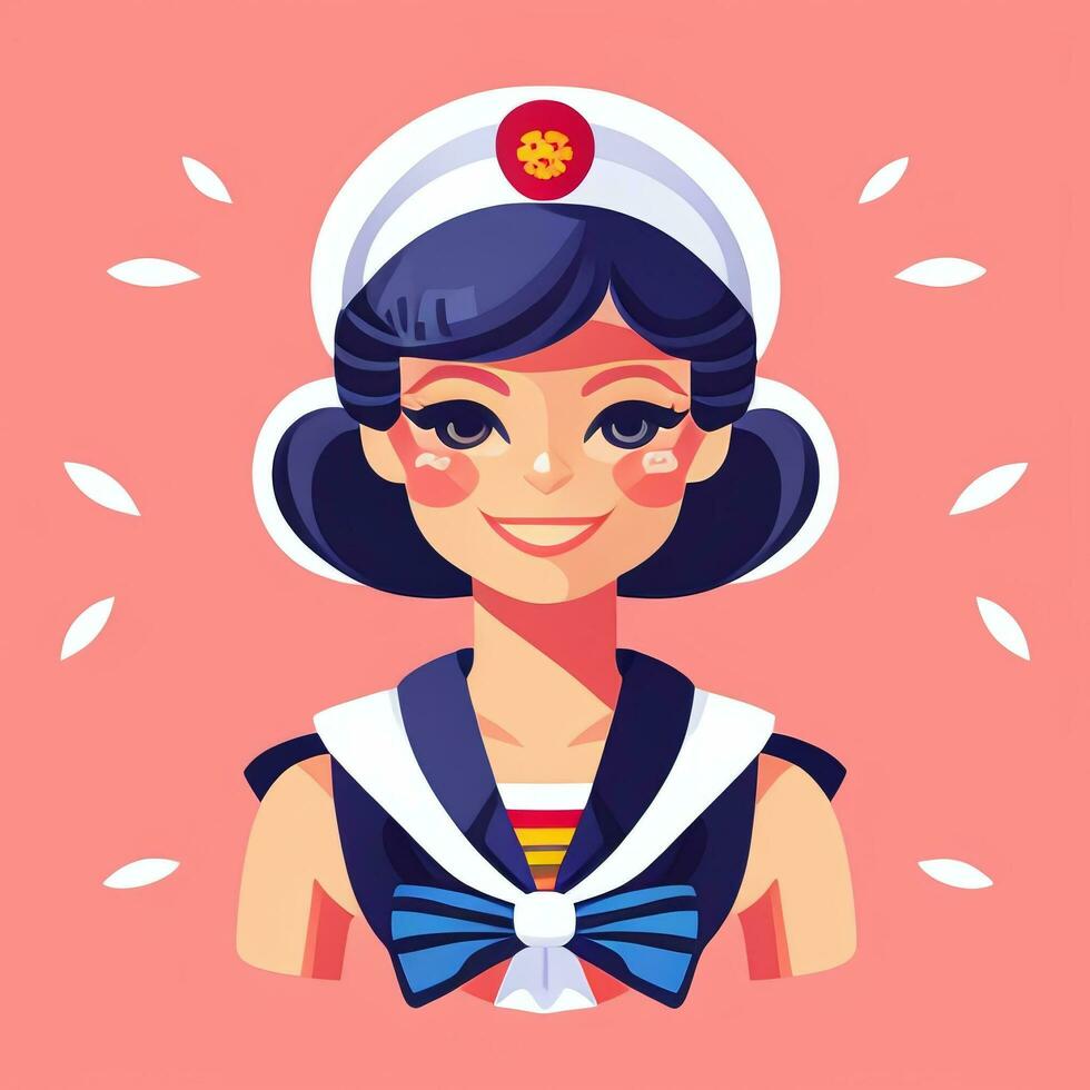 AI generated Sailor Avatar Icon Clip Art Sticker Decoration Simple Background photo