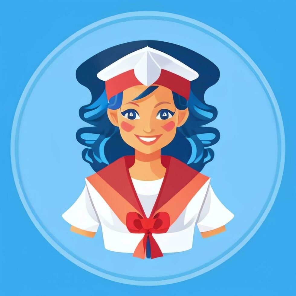 AI generated Sailor Avatar Icon Clip Art Sticker Decoration Simple Background photo