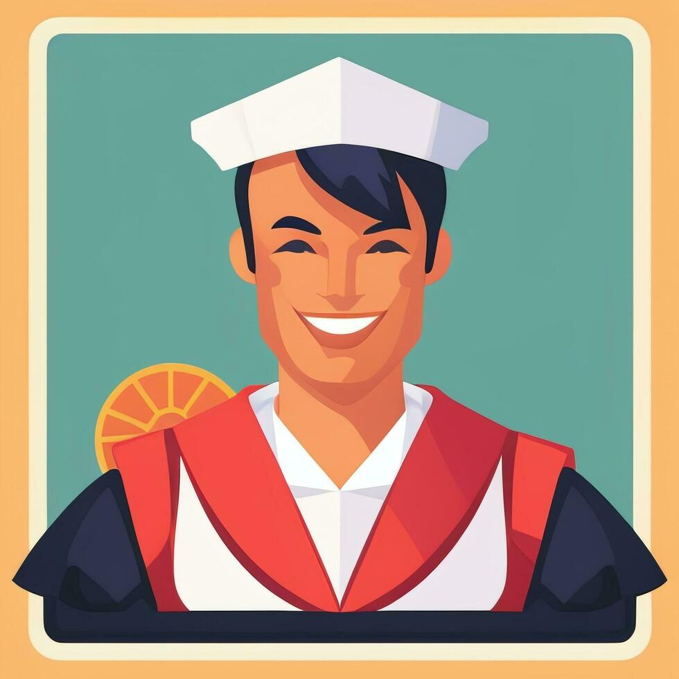 AI generated Sailor Avatar Icon Clip Art Sticker Decoration Simple Background photo