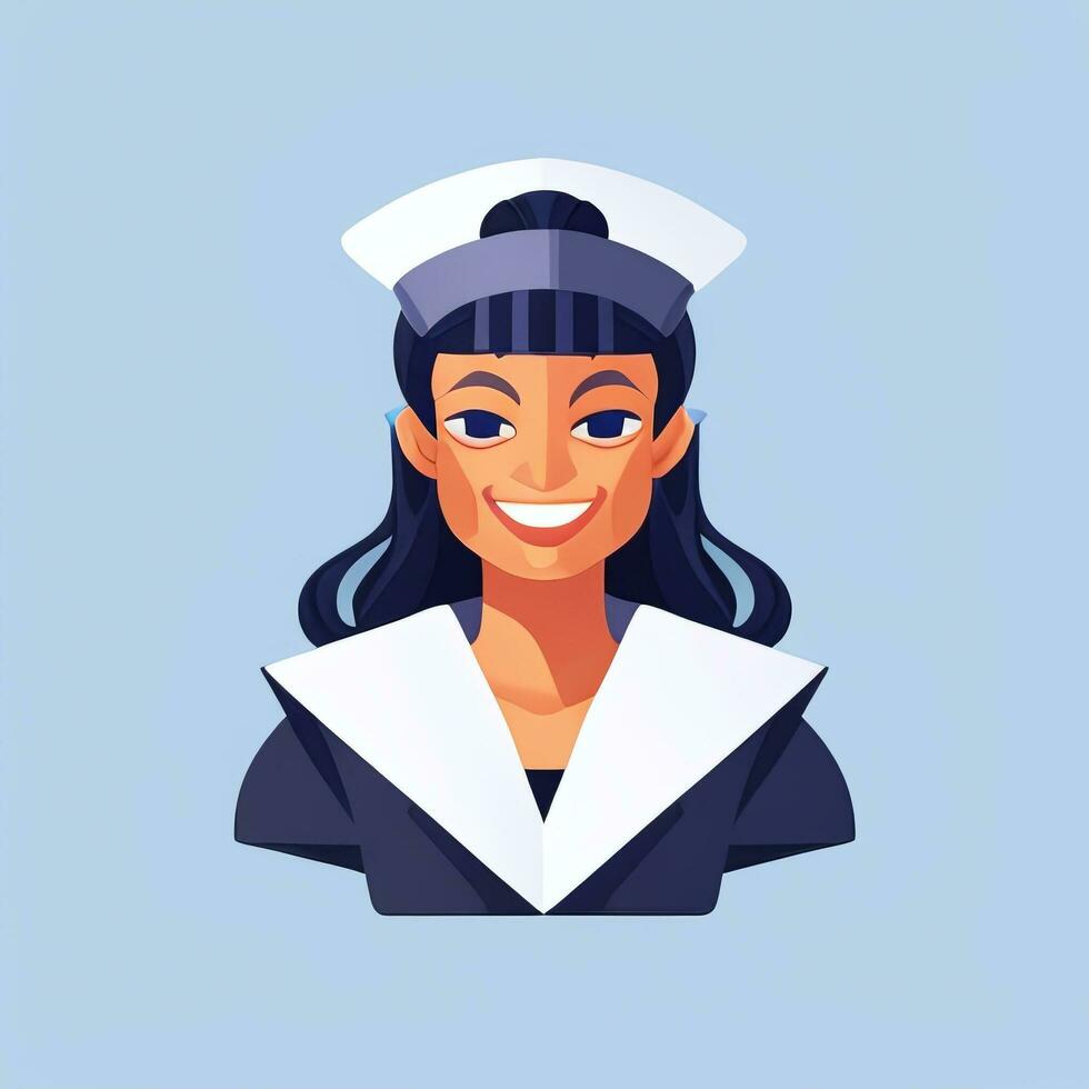 AI generated Sailor Avatar Icon Clip Art Sticker Decoration Simple Background photo