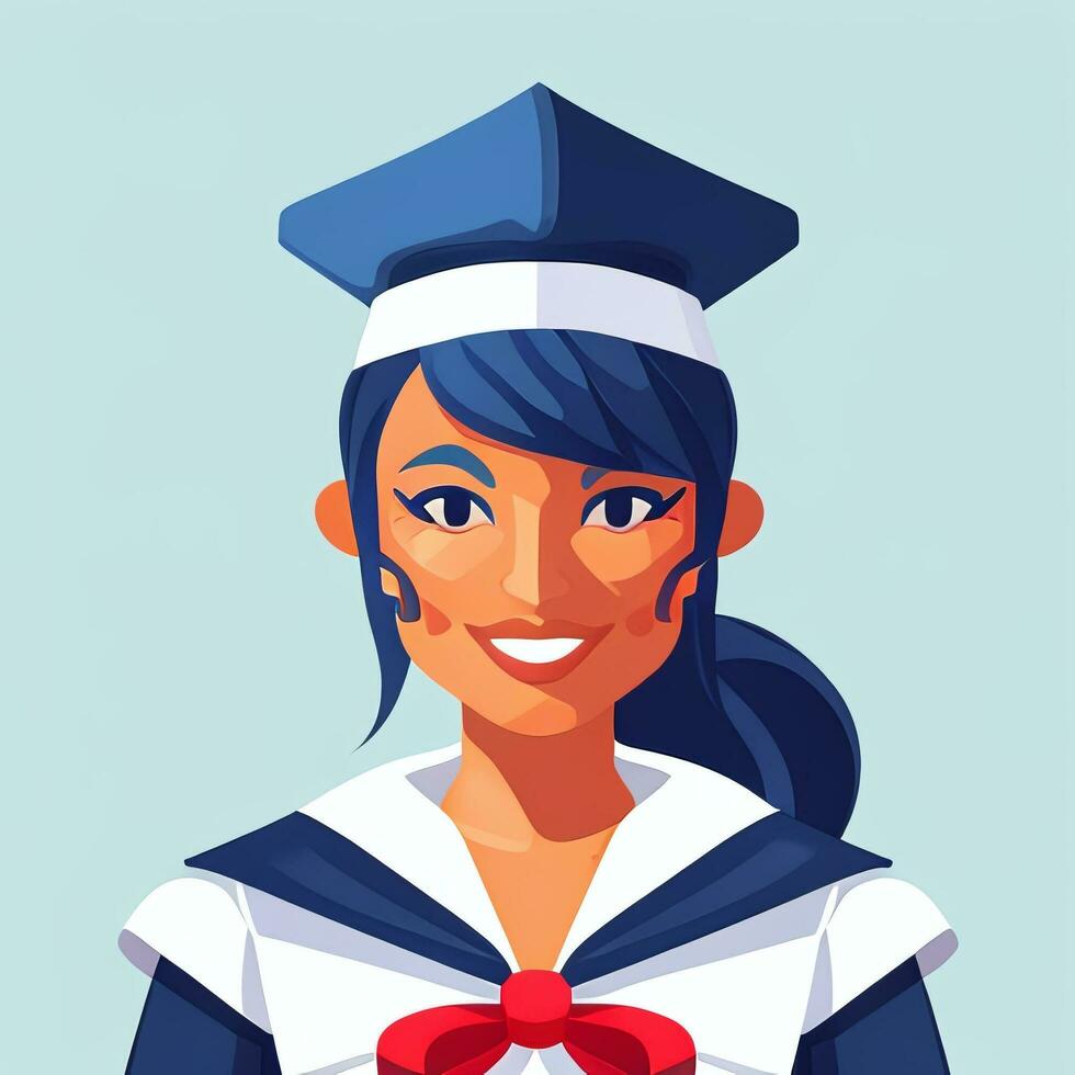 AI generated Sailor Avatar Icon Clip Art Sticker Decoration Simple Background photo