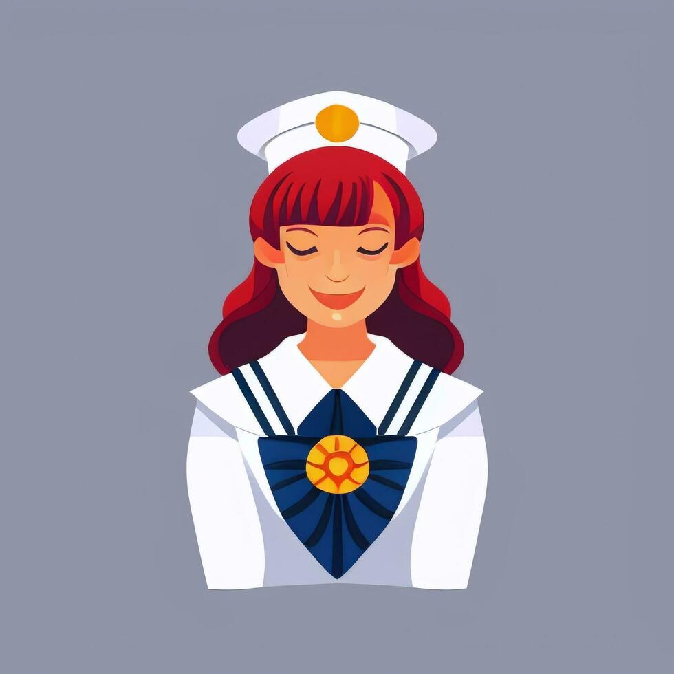 AI generated Sailor Avatar Icon Clip Art Sticker Decoration Simple Background photo