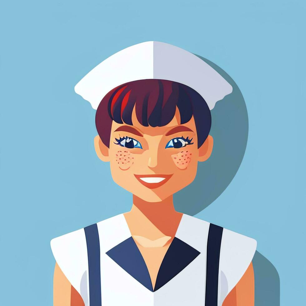 AI generated Sailor Avatar Icon Clip Art Sticker Decoration Simple Background photo