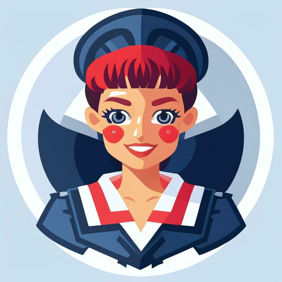 AI generated Sailor Avatar Icon Clip Art Sticker Decoration Simple Background photo