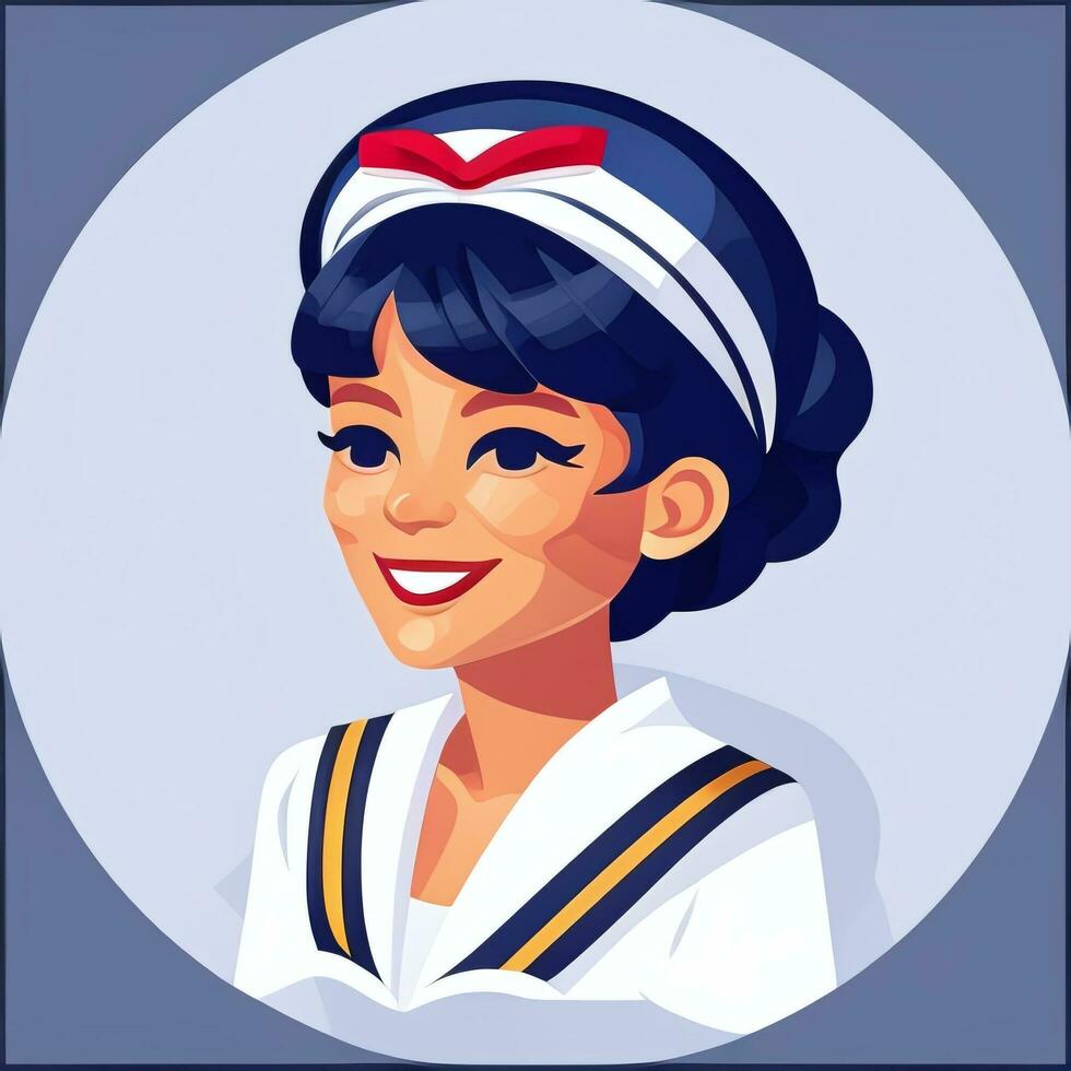 AI generated Sailor Avatar Icon Clip Art Sticker Decoration Simple Background photo
