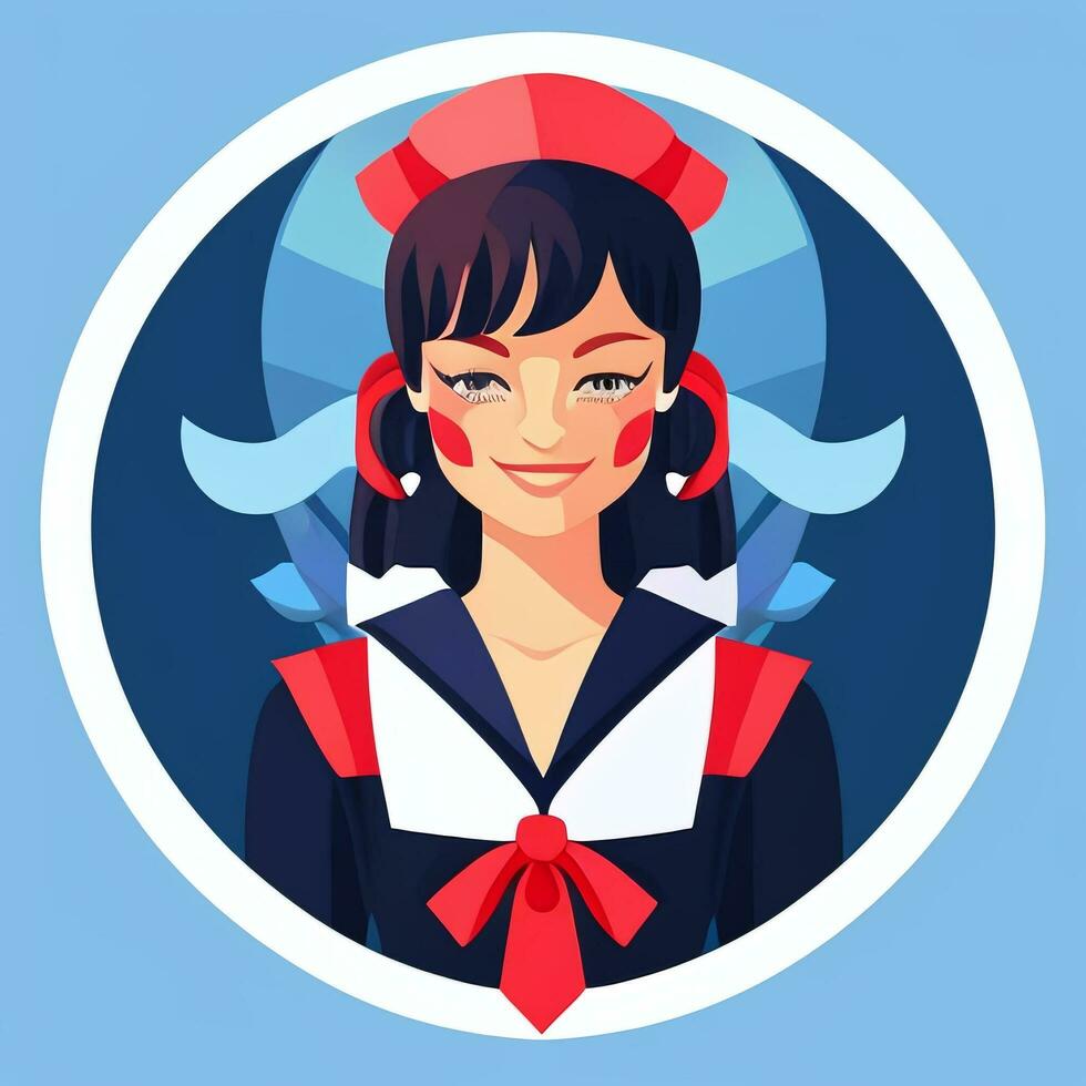 AI generated Sailor Avatar Icon Clip Art Sticker Decoration Simple Background photo