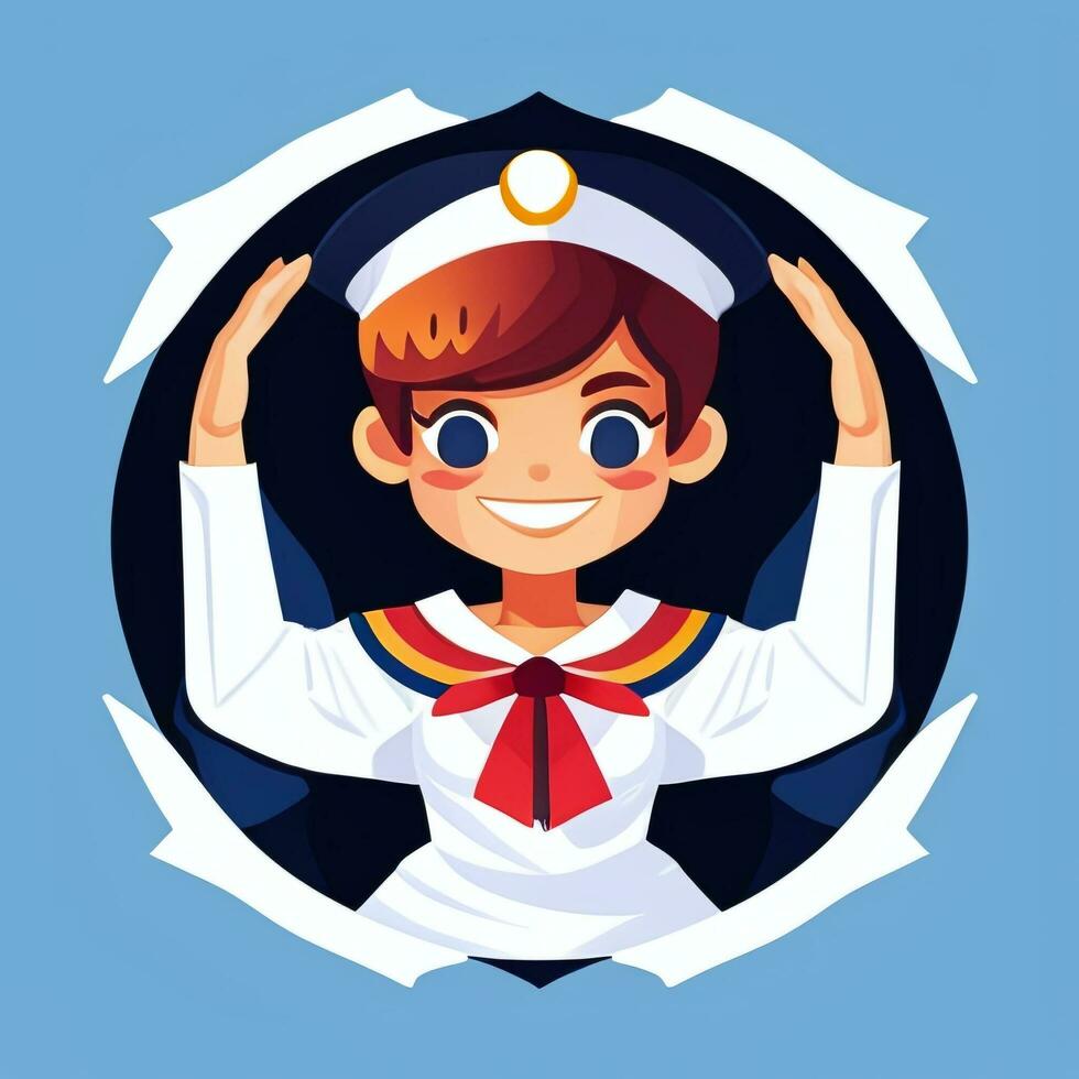 AI generated Sailor Avatar Icon Clip Art Sticker Decoration Simple Background photo