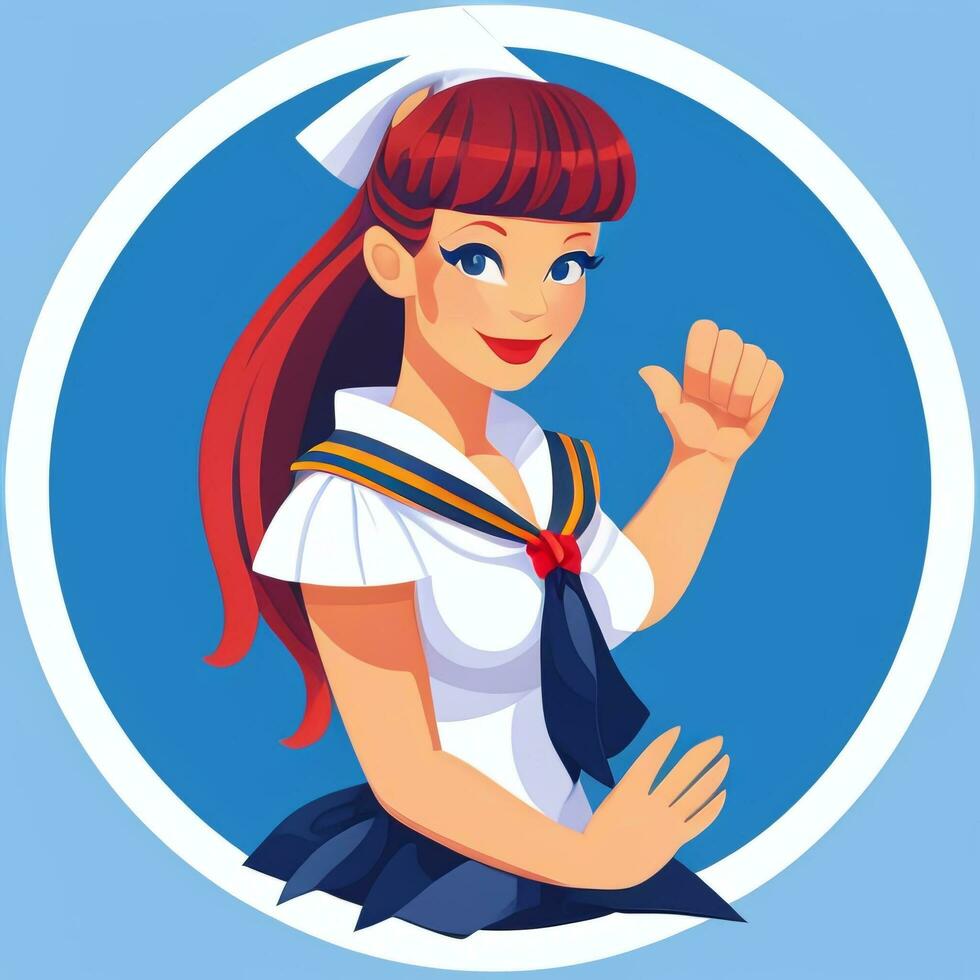 AI generated Sailor Avatar Icon Clip Art Sticker Decoration Simple Background photo