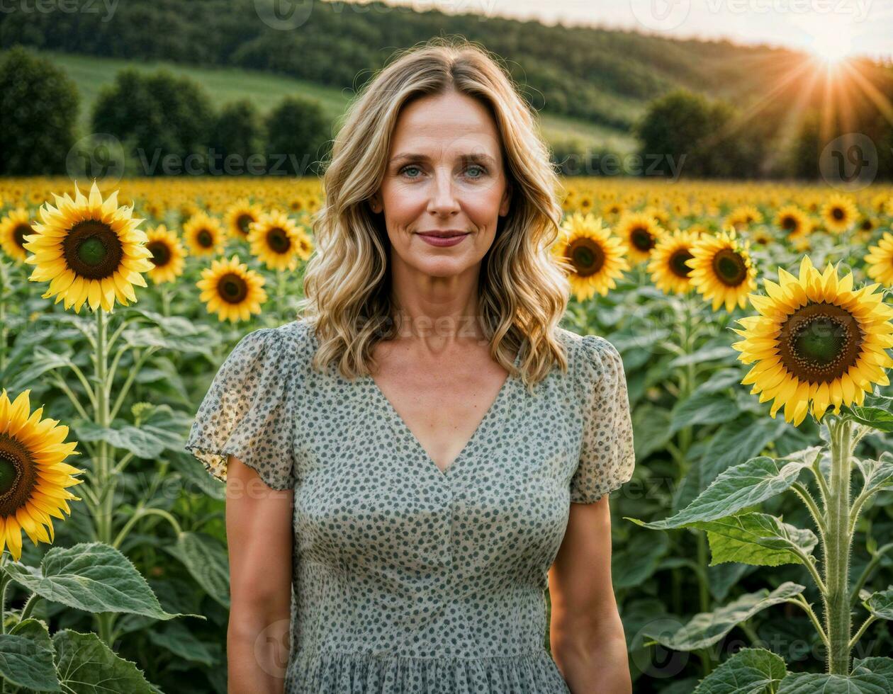 AI generated photo of beautiful middle aged american woman as a secretary at the office, generative AI