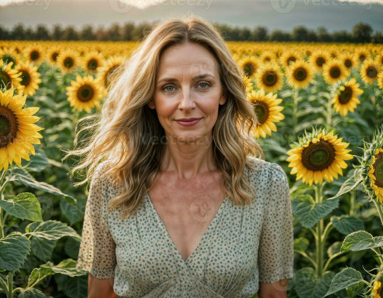 AI generated photo of beautiful middle aged american woman as a secretary at the office, generative AI