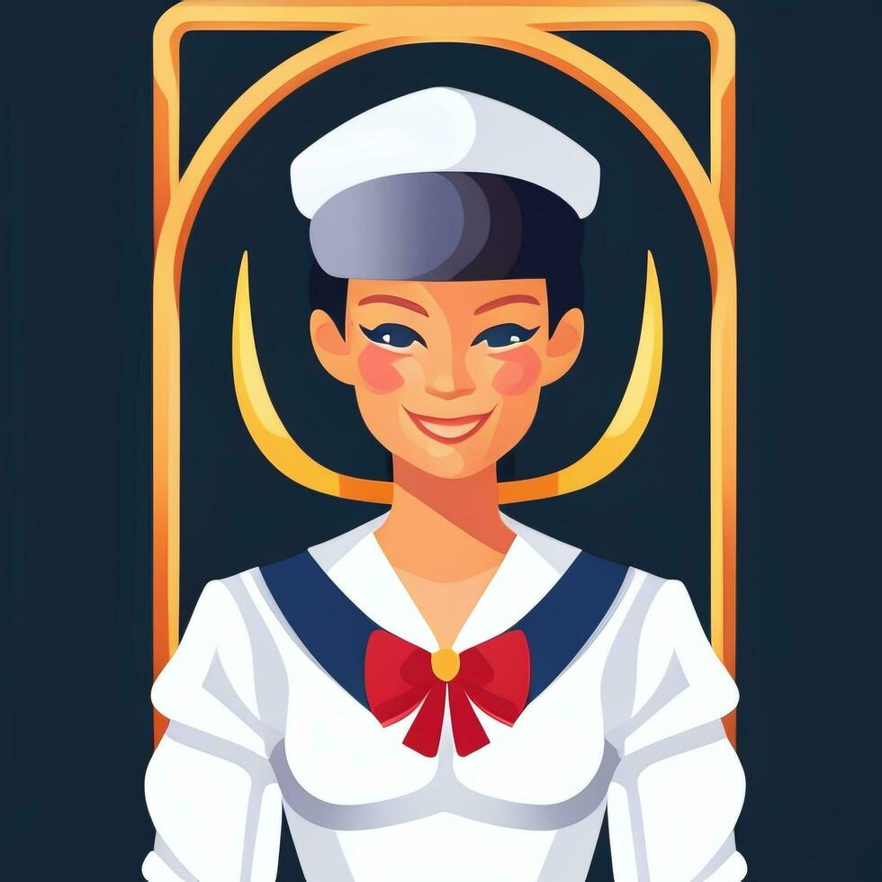 AI generated Sailor Avatar Icon Clip Art Sticker Decoration Simple Background photo