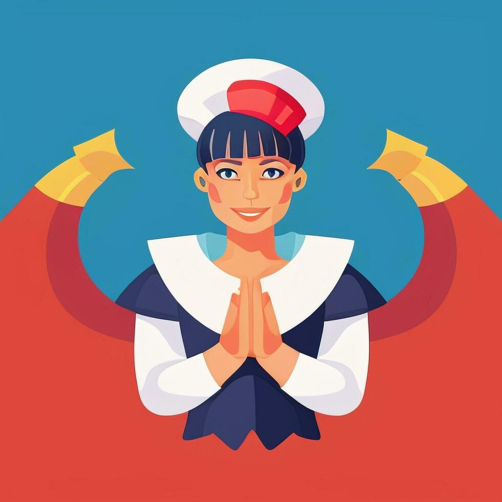 AI generated Sailor Avatar Icon Clip Art Sticker Decoration Simple Background photo