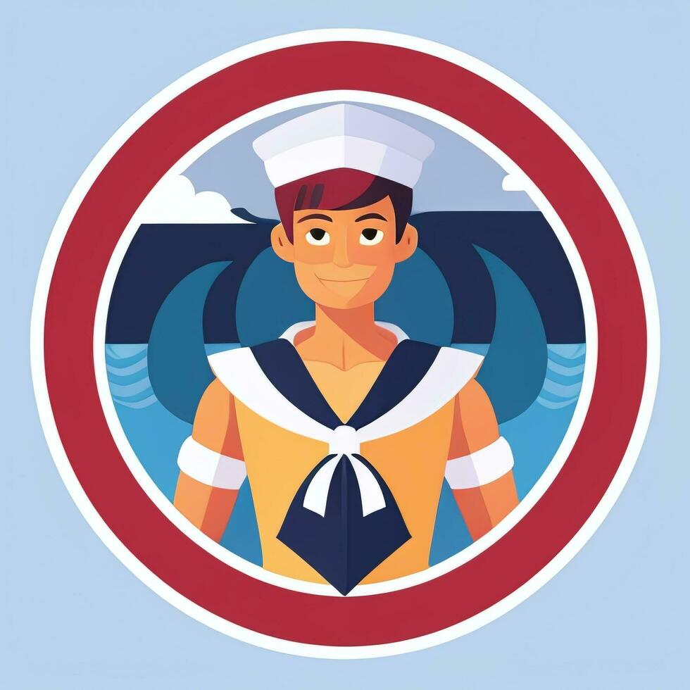 AI generated Sailor Avatar Icon Clip Art Sticker Decoration Simple Background photo