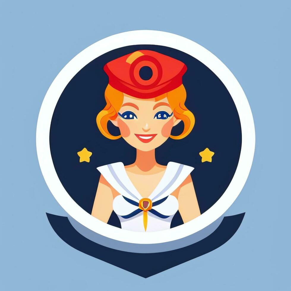 AI generated Sailor Avatar Icon Clip Art Sticker Decoration Simple Background photo