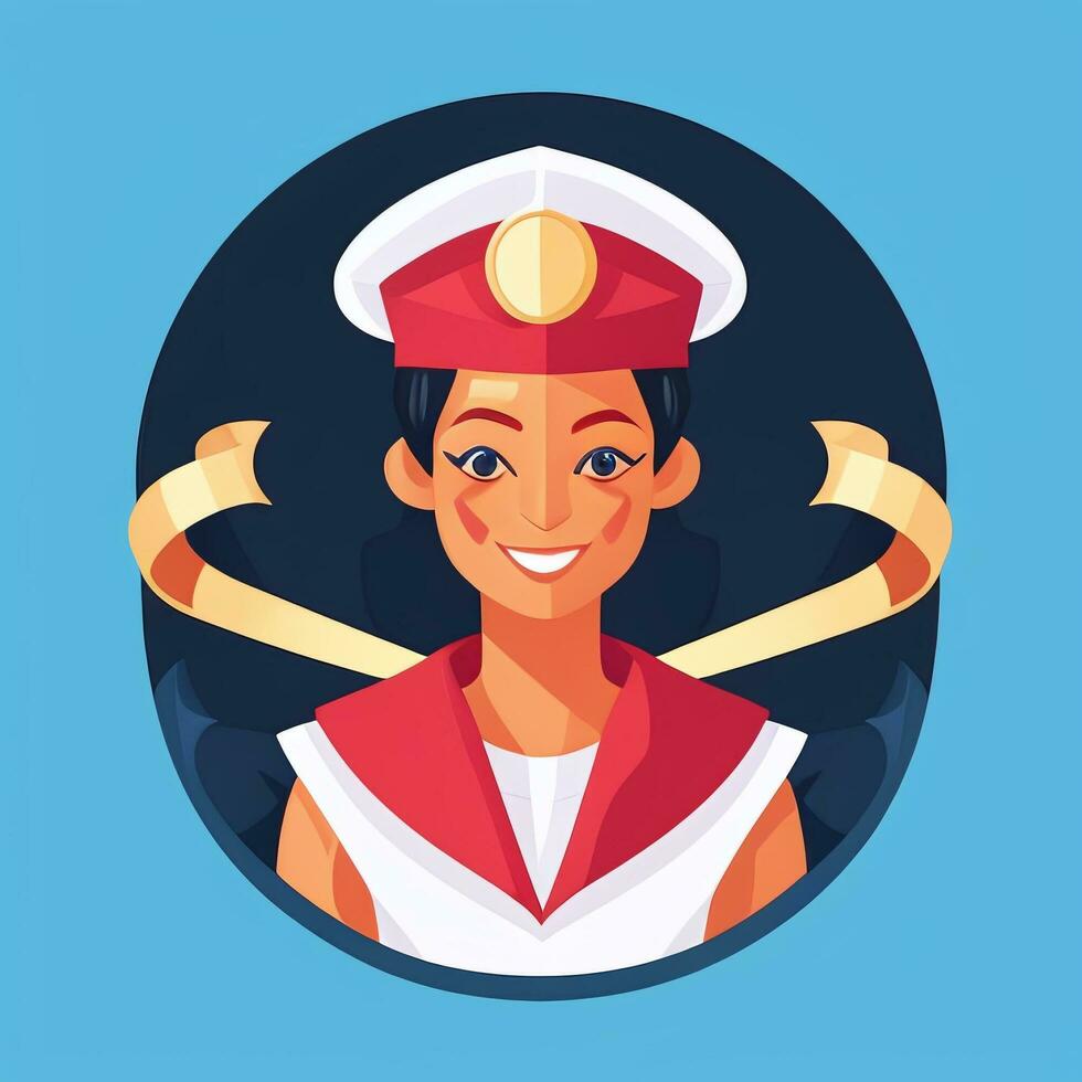 AI generated Sailor Avatar Icon Clip Art Sticker Decoration Simple Background photo