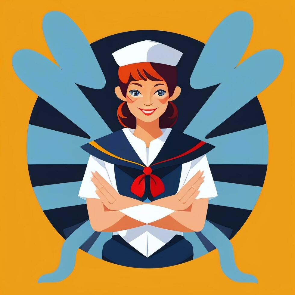 AI generated Sailor Avatar Icon Clip Art Sticker Decoration Simple Background photo