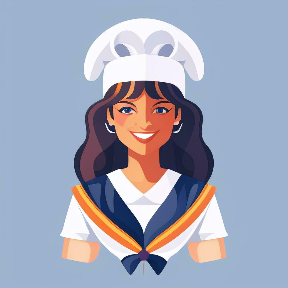 AI generated Sailor Avatar Icon Clip Art Sticker Decoration Simple Background photo