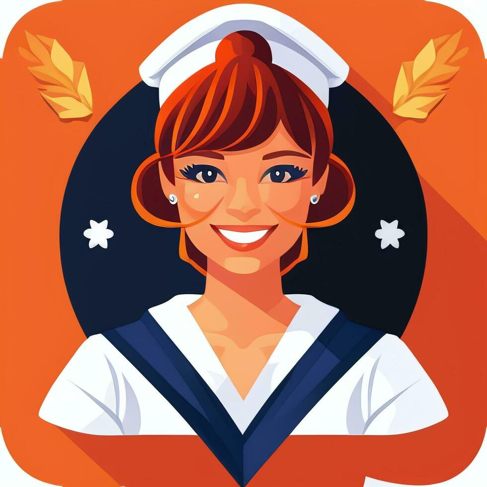 AI generated Sailor Avatar Icon Clip Art Sticker Decoration Simple Background photo