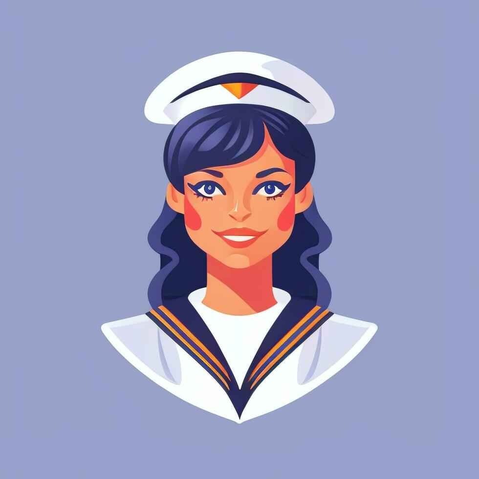 AI generated Sailor Avatar Icon Clip Art Sticker Decoration Simple Background photo