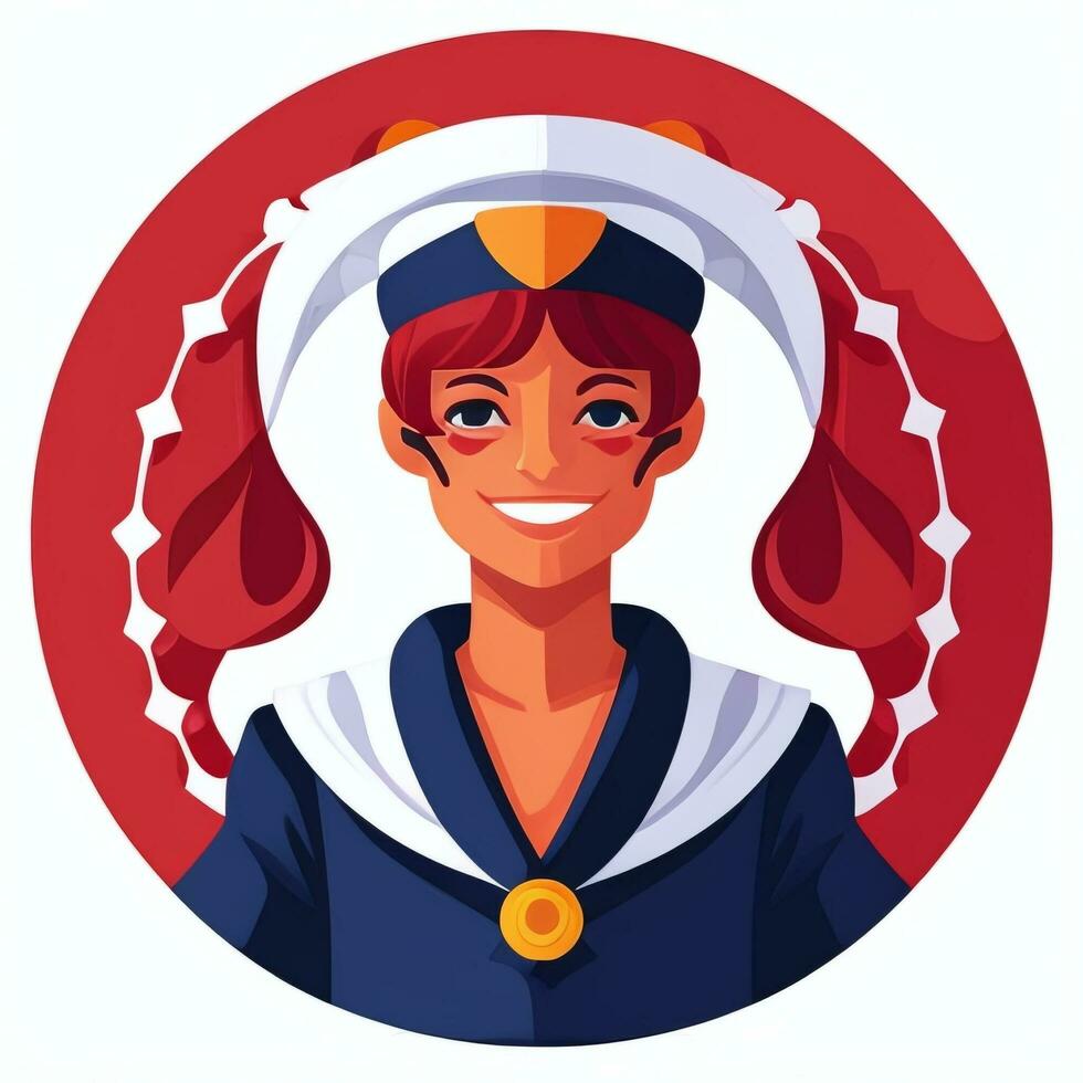 AI generated Sailor Avatar Icon Clip Art Sticker Decoration Simple Background photo