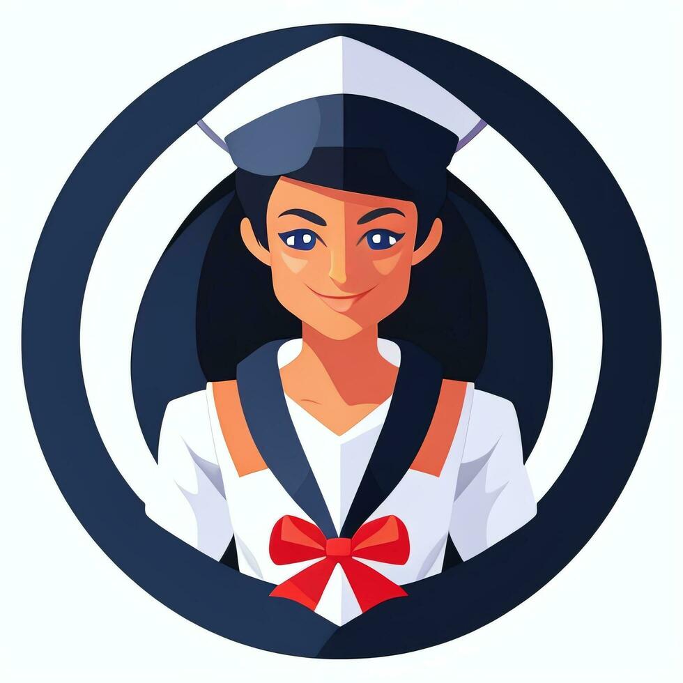 AI generated Sailor Avatar Icon Clip Art Sticker Decoration Simple Background photo