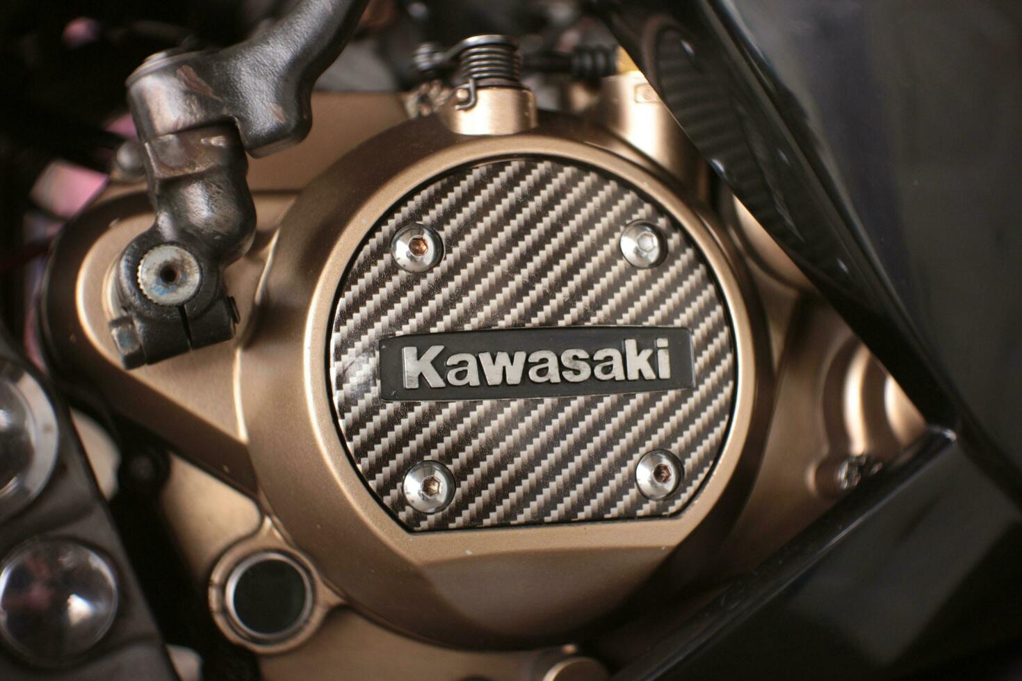 Magelang,Indonesia,11 24 2023.250cc ninja motorbike engine block. photo