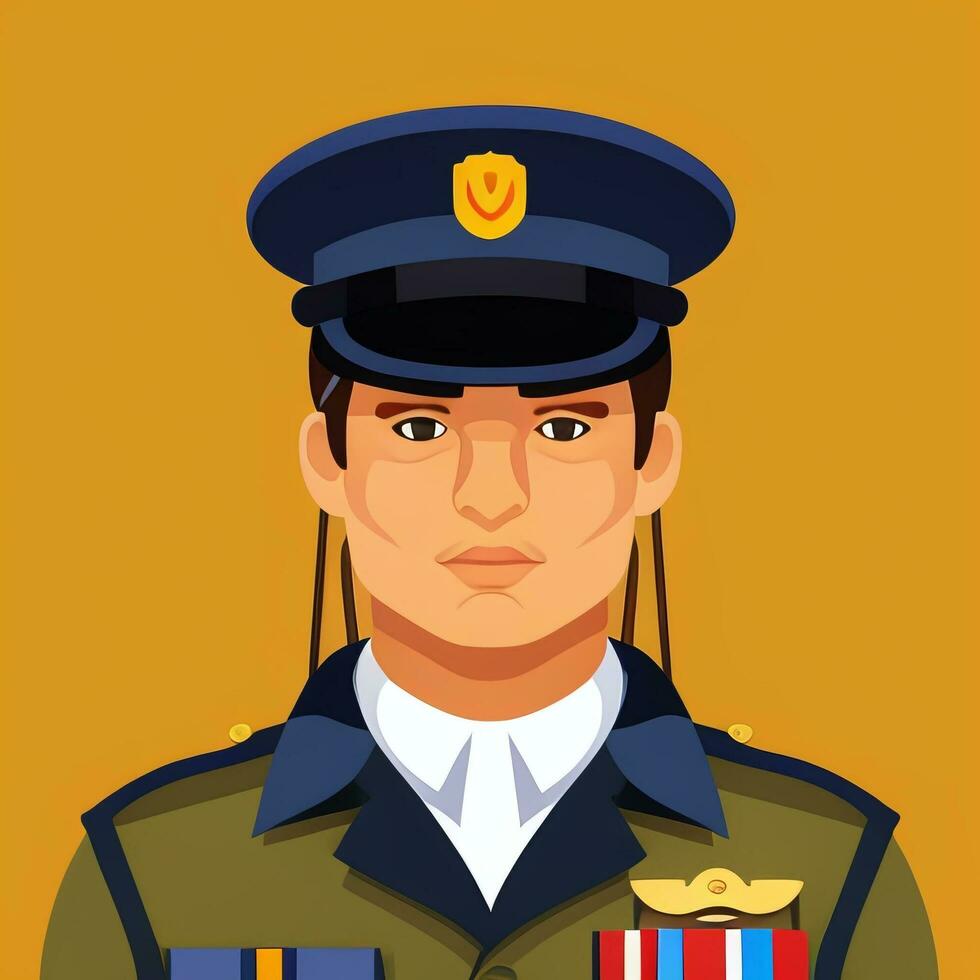 AI generated Soldier Avatar Potrait Icon Clip Art Sticker Decoration Simple Background photo