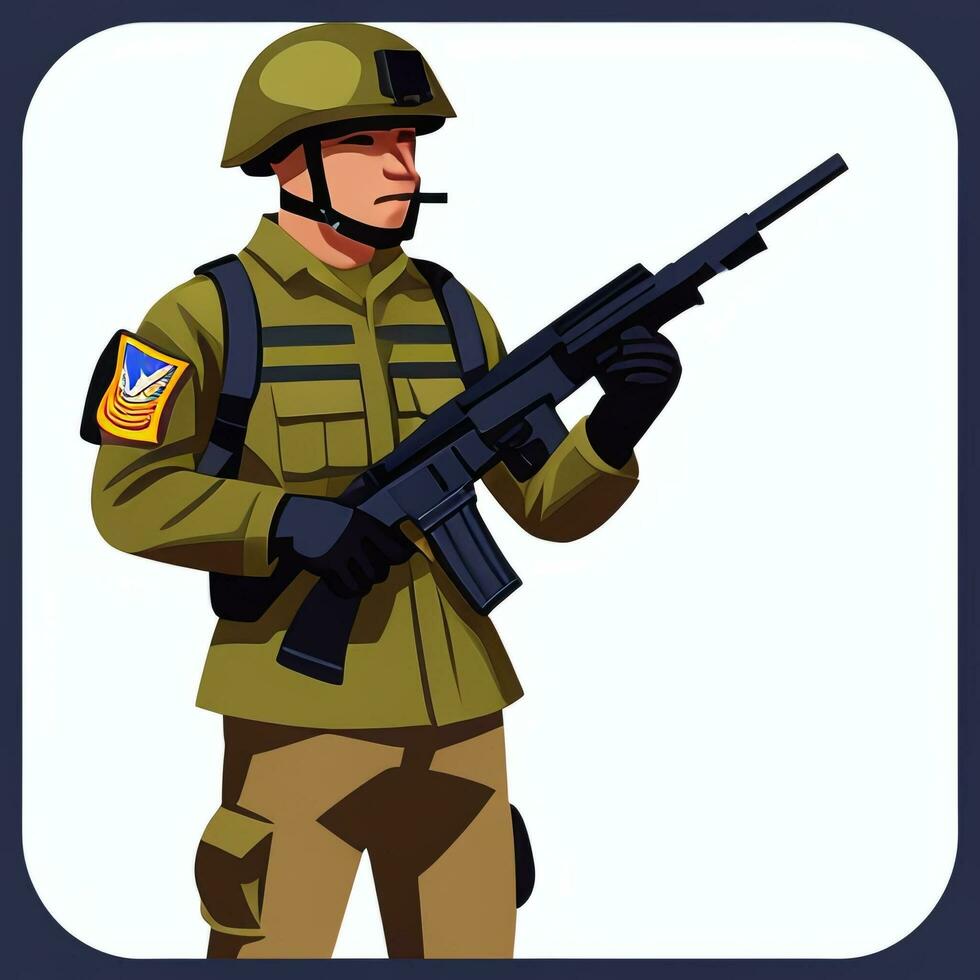 AI generated Soldier Avatar Potrait Icon Clip Art Sticker Decoration Simple Background photo