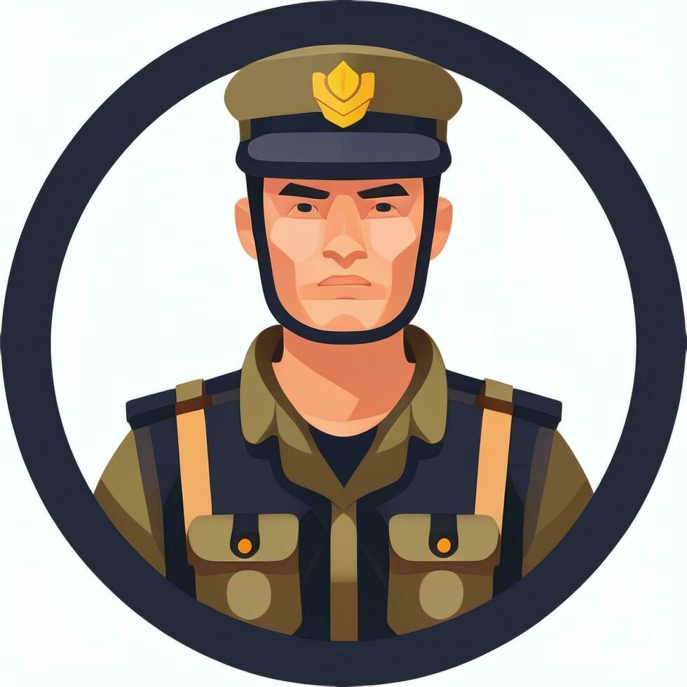 AI generated Soldier Avatar Potrait Icon Clip Art Sticker Decoration Simple Background photo