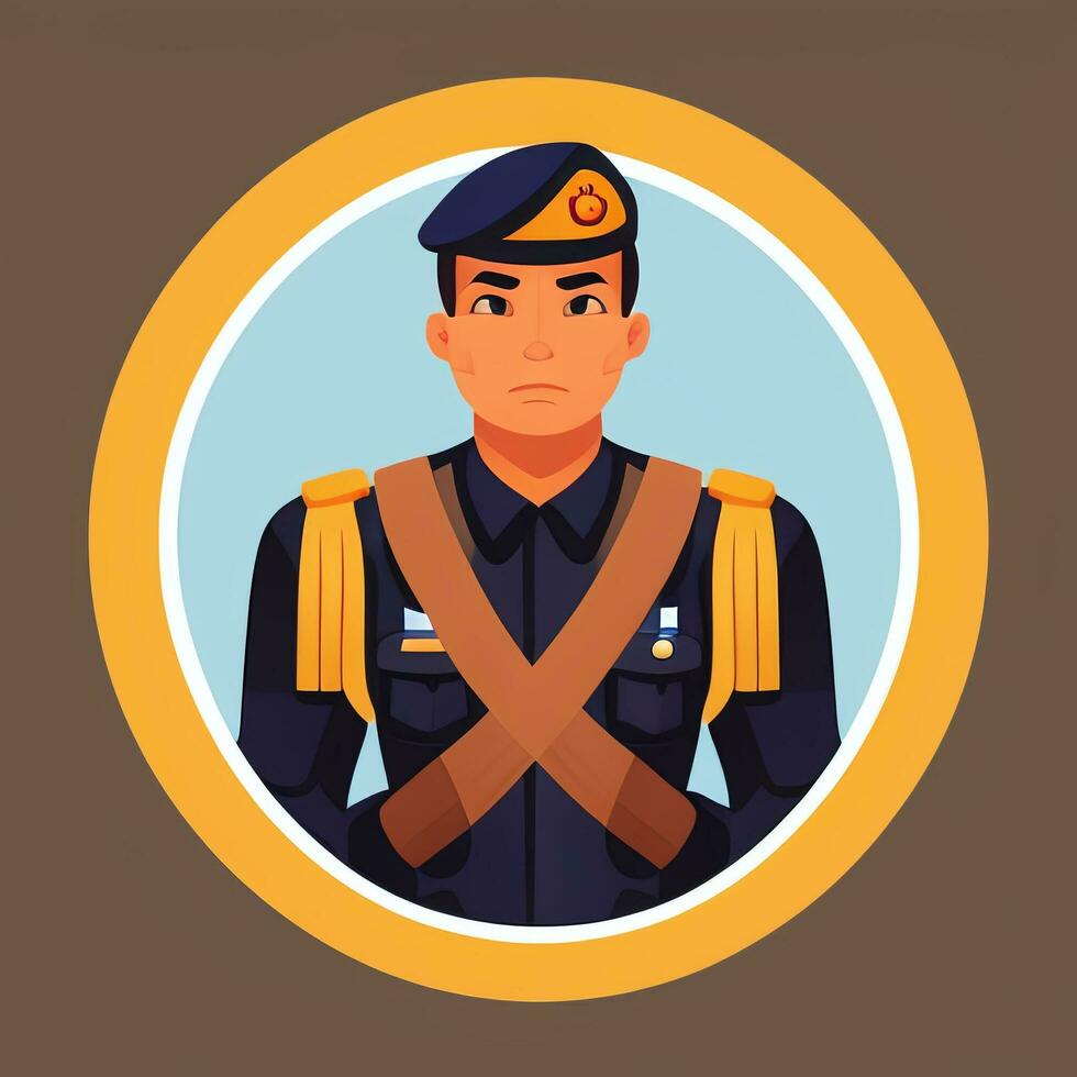 AI generated Soldier Avatar Potrait Icon Clip Art Sticker Decoration Simple Background photo