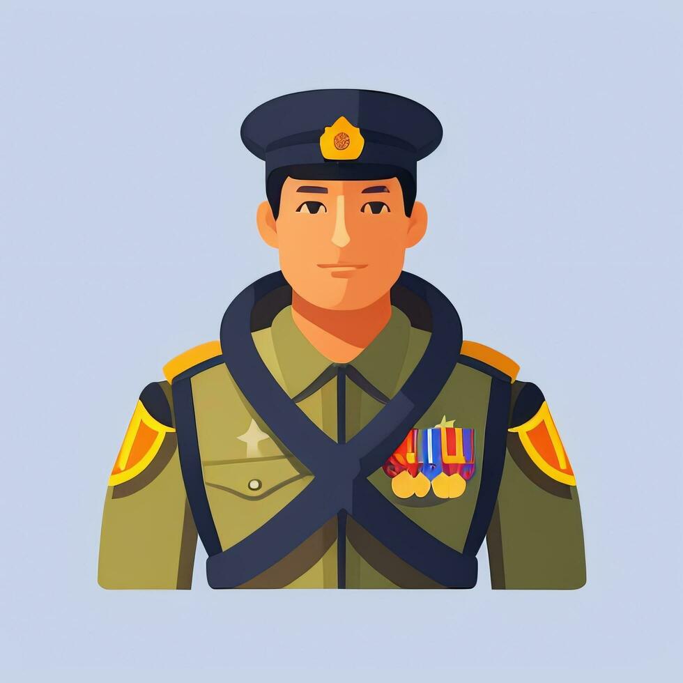 AI generated Soldier Avatar Potrait Icon Clip Art Sticker Decoration Simple Background photo