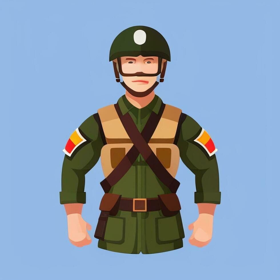 AI generated Soldier Avatar Potrait Icon Clip Art Sticker Decoration Simple Background photo