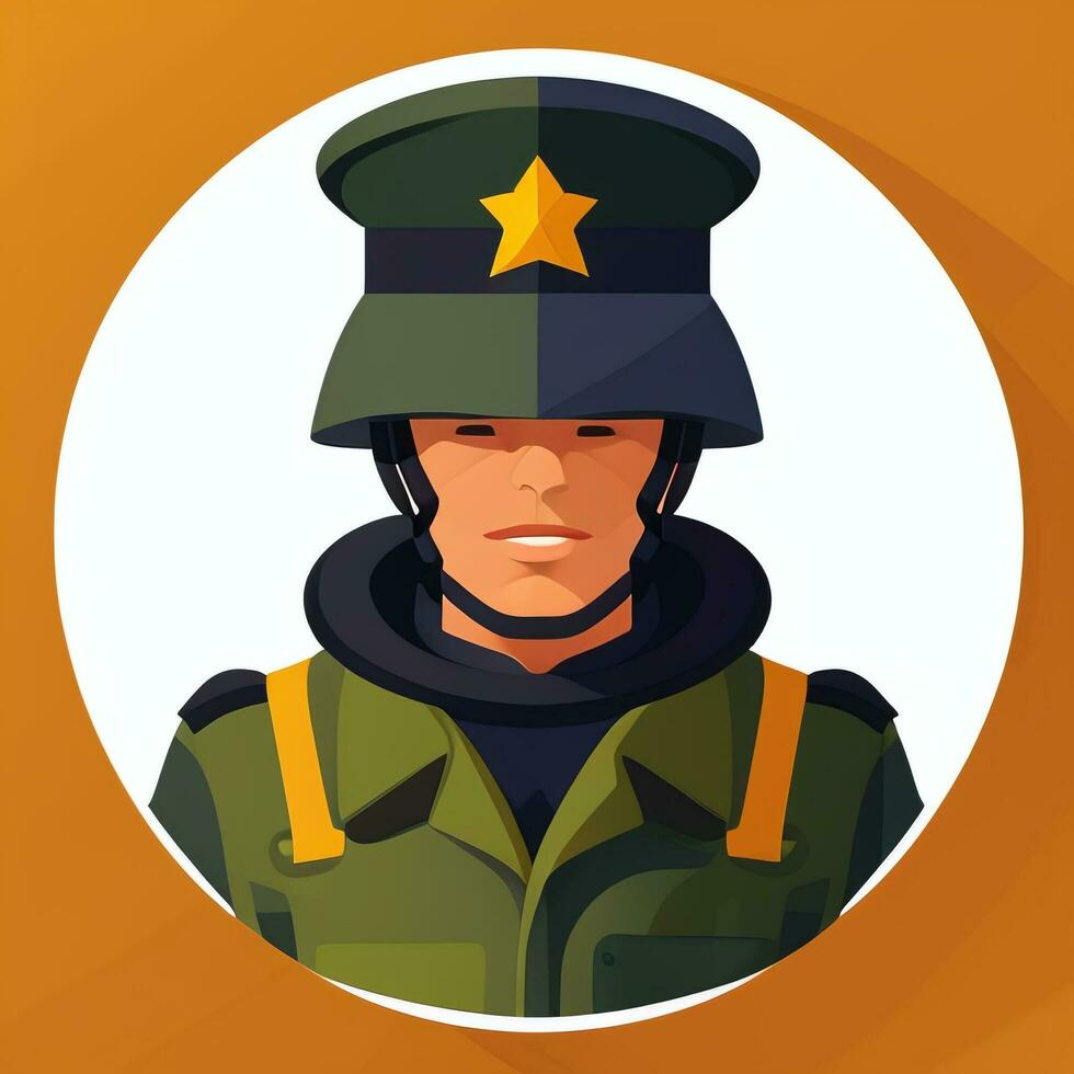AI generated Soldier Avatar Potrait Icon Clip Art Sticker Decoration Simple Background photo