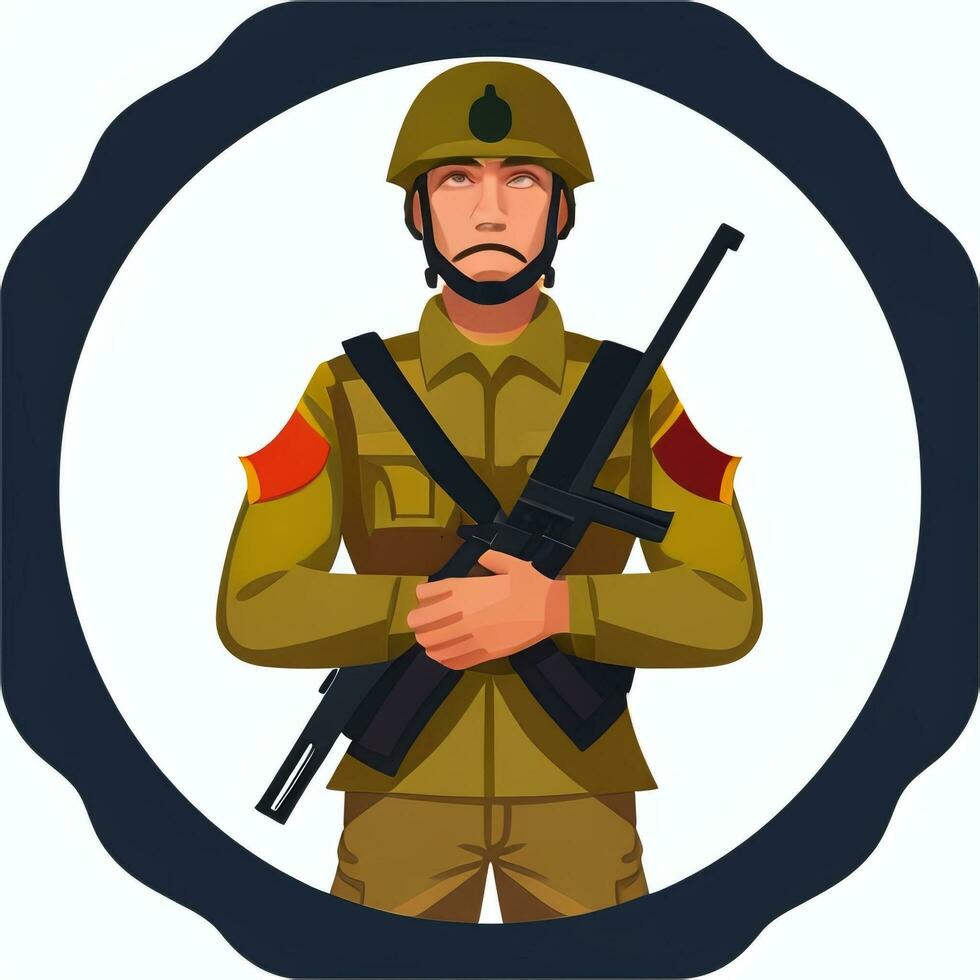 AI generated Soldier Avatar Potrait Icon Clip Art Sticker Decoration Simple Background photo