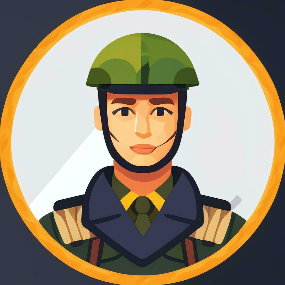 AI generated Soldier Avatar Potrait Icon Clip Art Sticker Decoration Simple Background photo