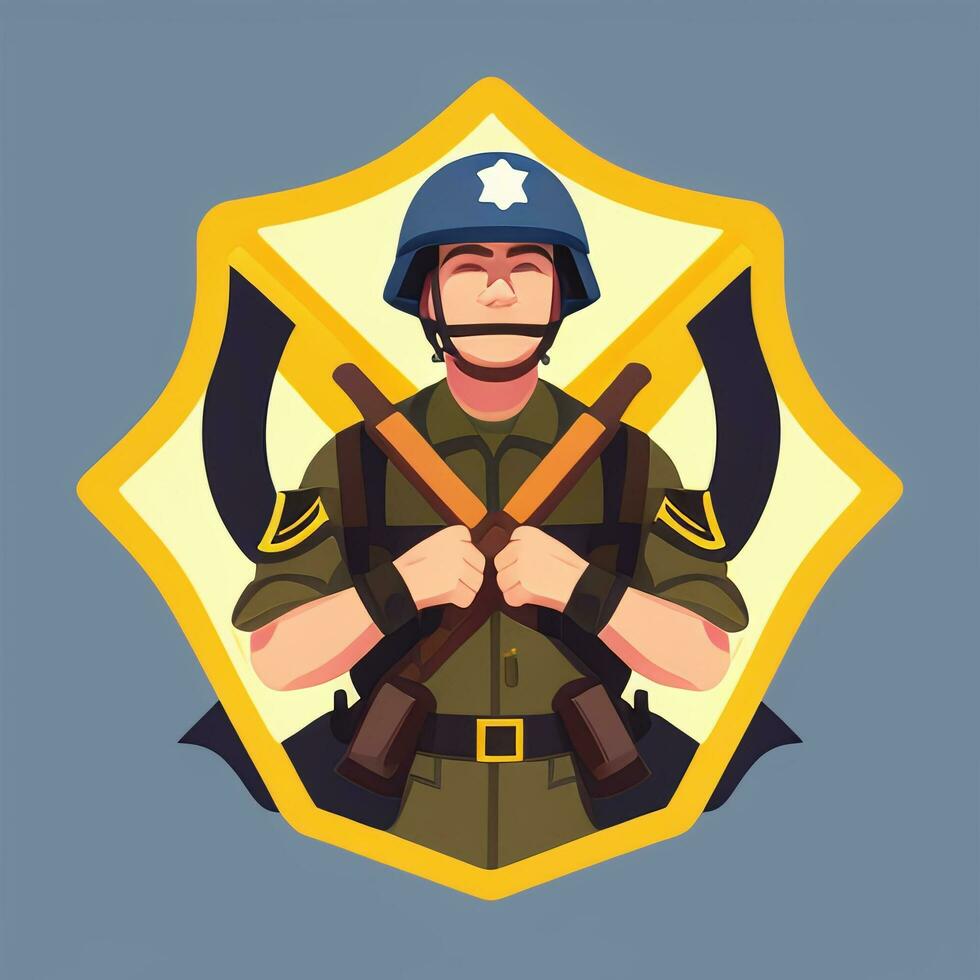 AI generated Soldier Avatar Potrait Icon Clip Art Sticker Decoration Simple Background photo